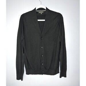 Banana Republic Sweater Mens Medium Black Silk Cotton Cashmere Cardigan V Neck